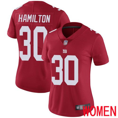 Women New York Giants 30 Antonio Hamilton Red Limited Red Inverted Legend Football NFL Jersey